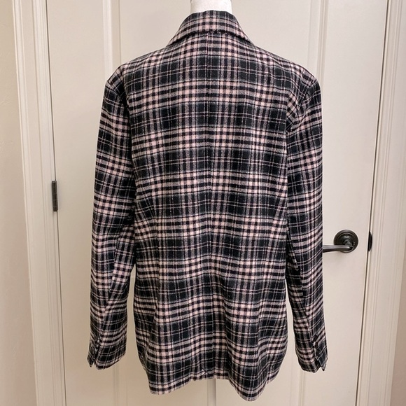 Metro Style Wool blend Blazer jacket Womens 20 black/pink pockets Dark Academia - Picture 2 of 11